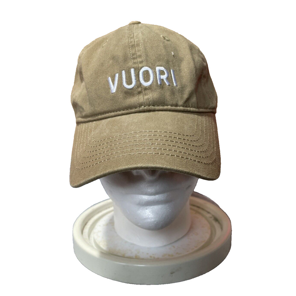 Vuori Hat Cap One Size Brown Cotton Logo Strap Back Gym Yoga Khaki